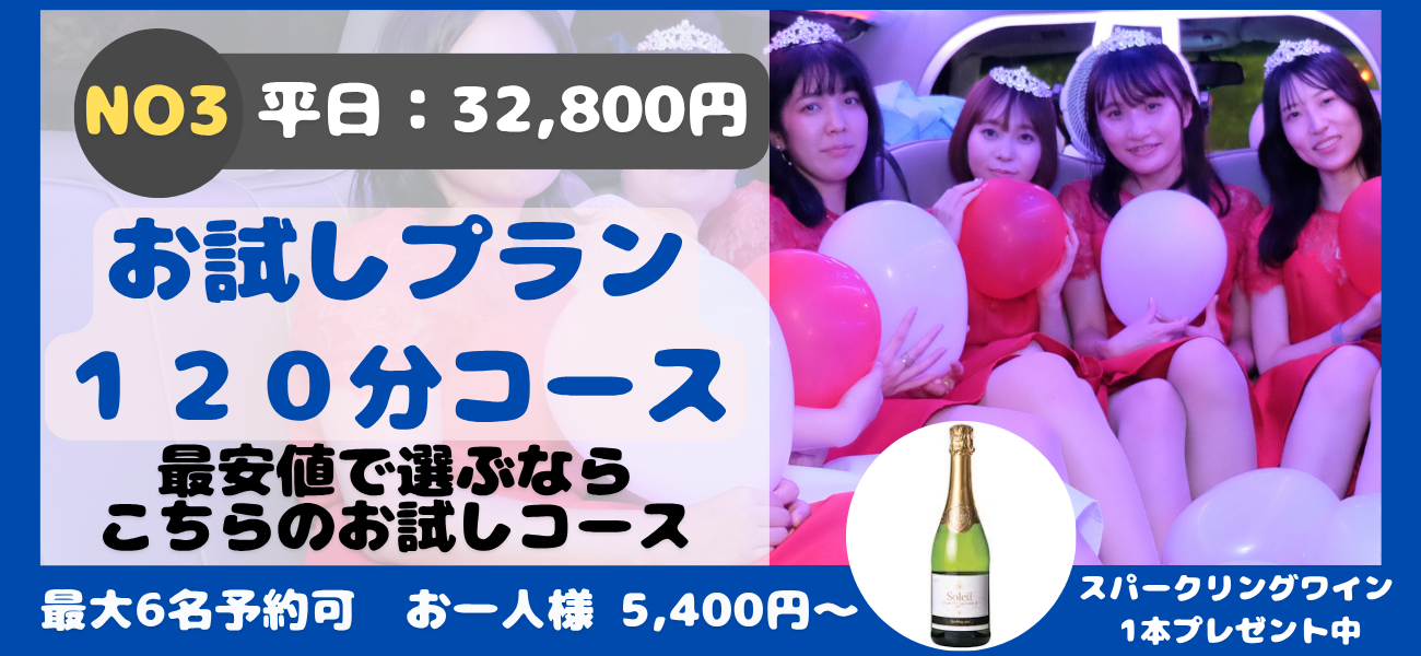 リムジンパーティーお試しコース 120分 32800円